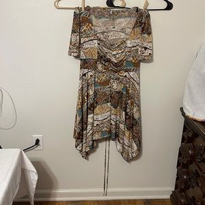 silky brown paisley top